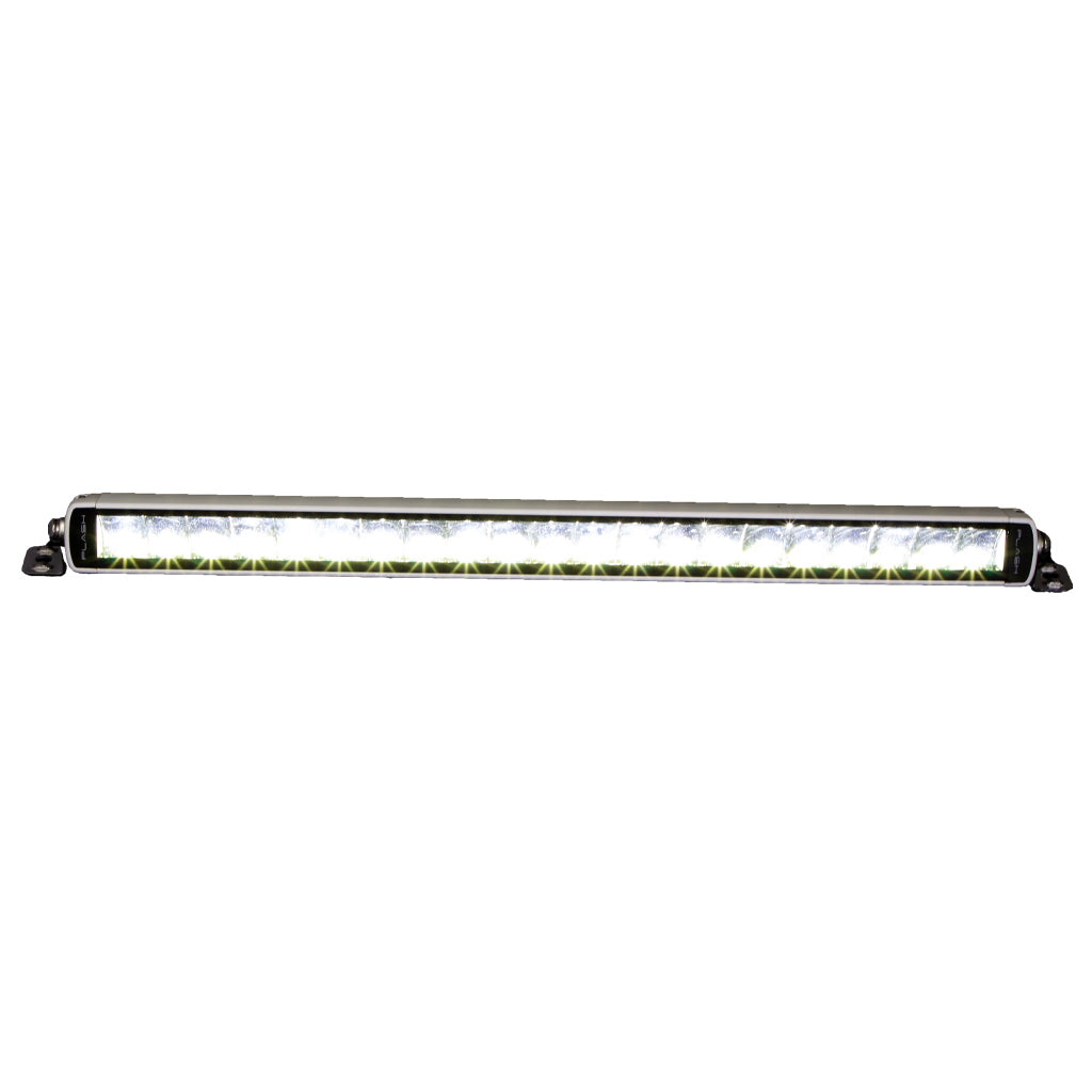 SRX2-Series Single Row White Housing LED Light Bar - 20" - Light Turned ON Bright Night Boat