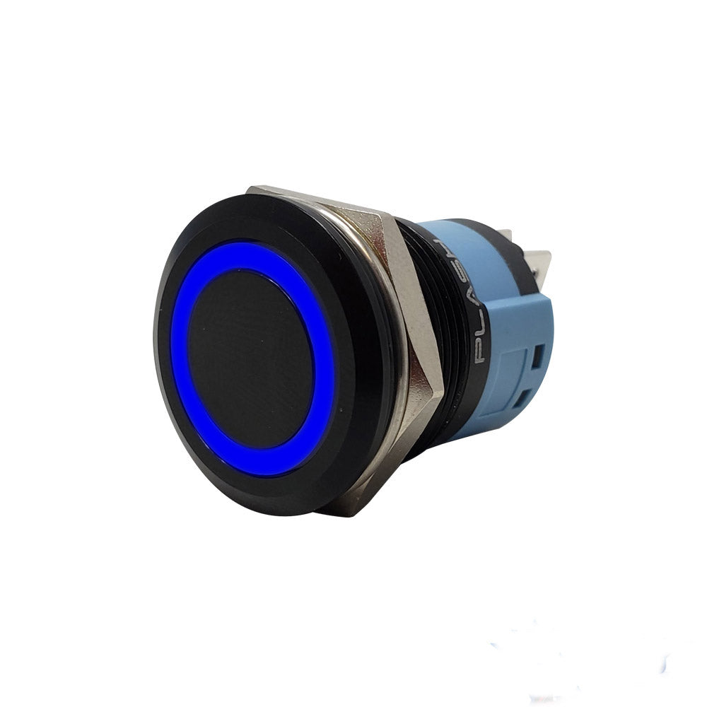 15A-Rated-Black-Annodized-Blue-LED-Latching-Momentary