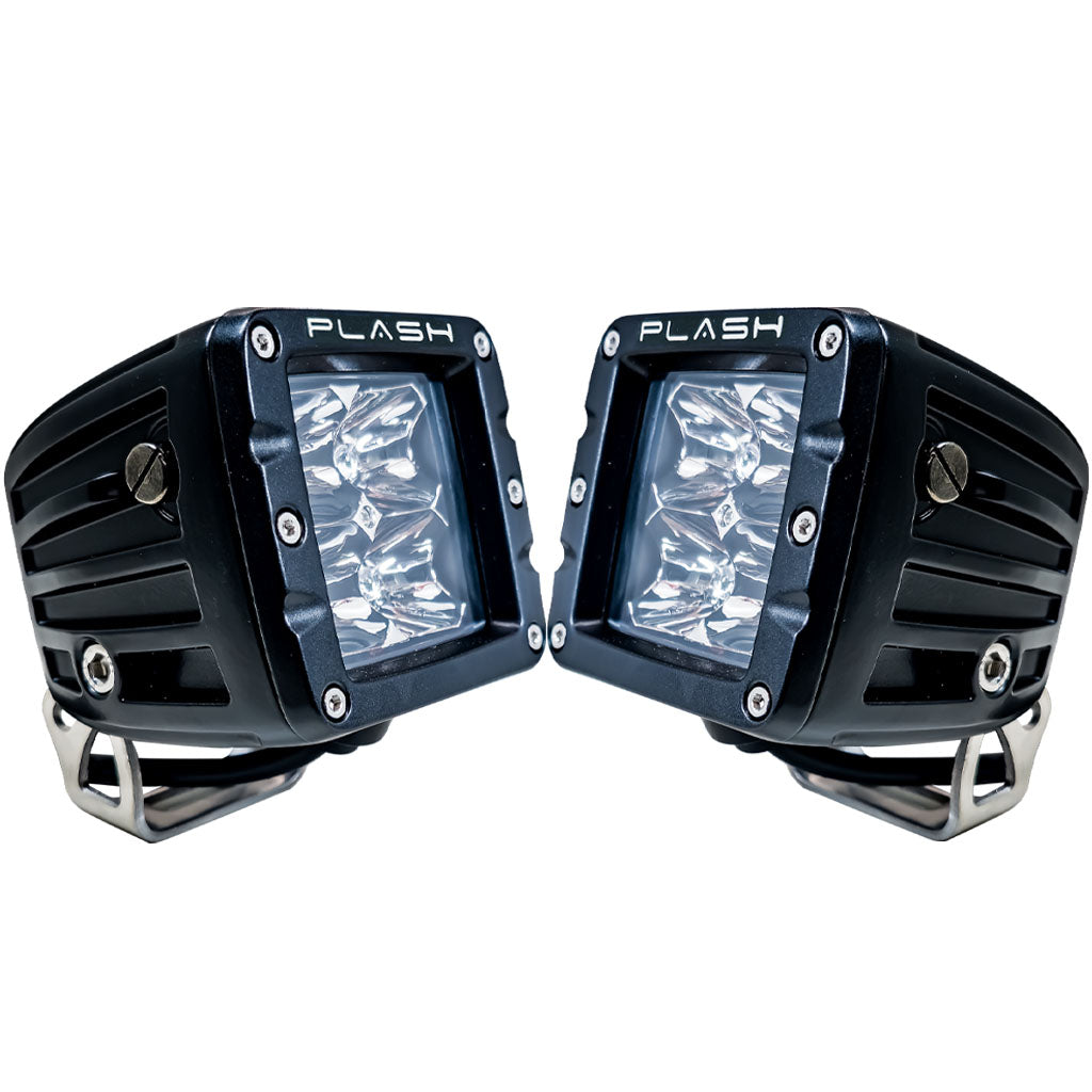 Pair of dependable work lights - extreme distance - spot - stainless steel - marine - quality led cubes