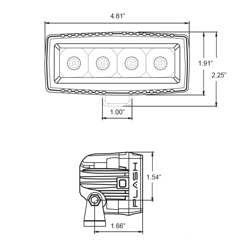 40W Low Profile LED Spreader Linear Flood White Housing Dimensions