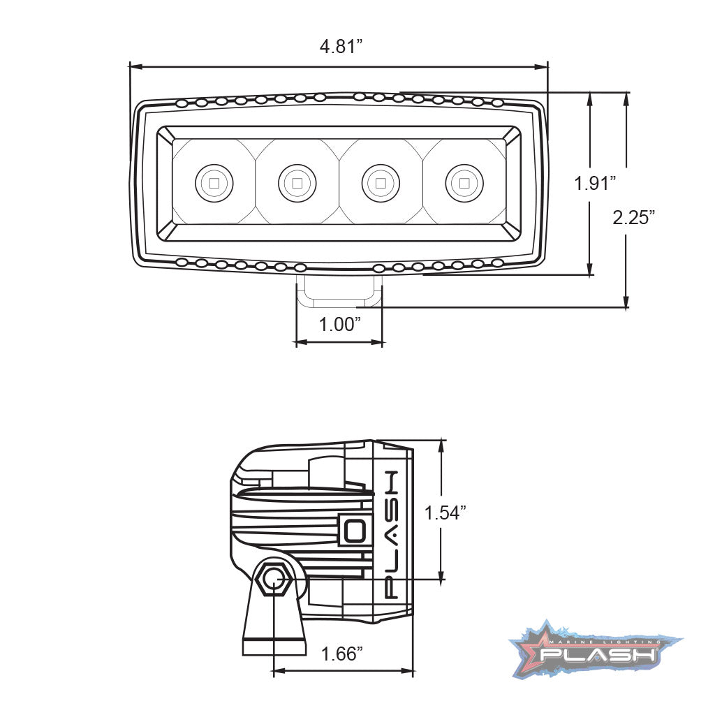 40W Low Profile LED Spreader Linear Flood Dimesnions