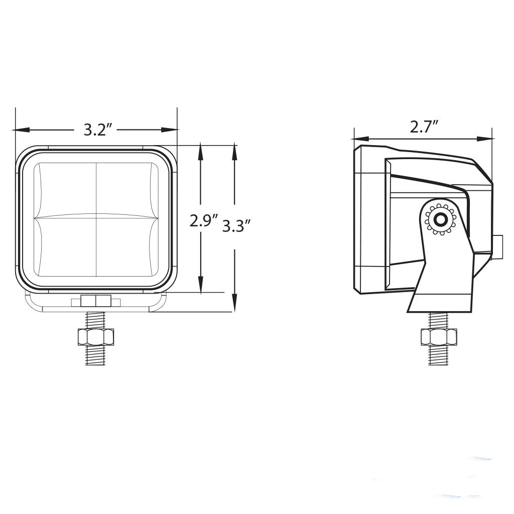 40W X2 LED Cube Lights Dimensions