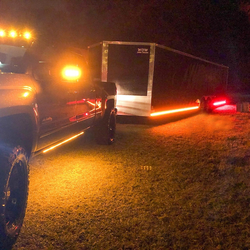 LED Tape Light Amber and Red Strip Light Truck Trailer Bar IP68 waterproof Running Board Amp Light