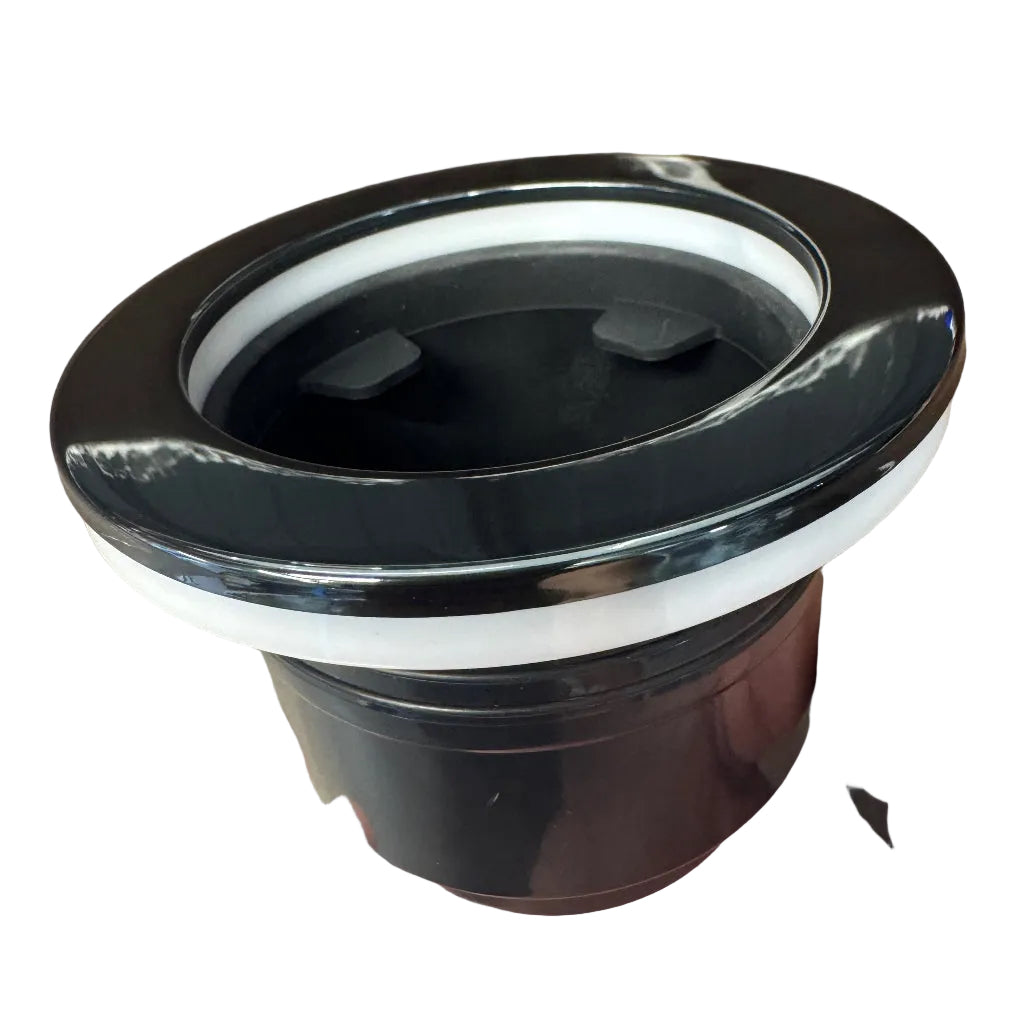 Black 304 SS cupholder that lights up RGB in neon colors