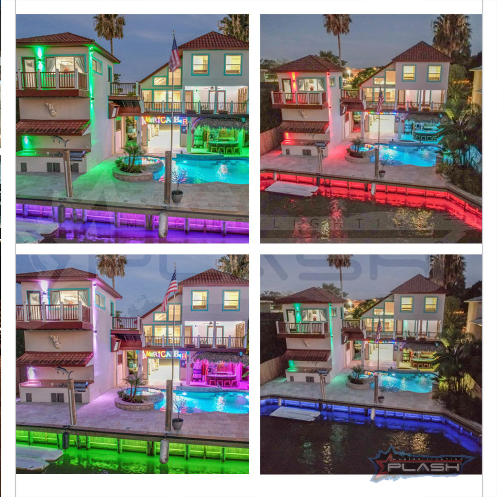 custom RGB bulkhead and pier lighting in Clear Lake installed by Plash