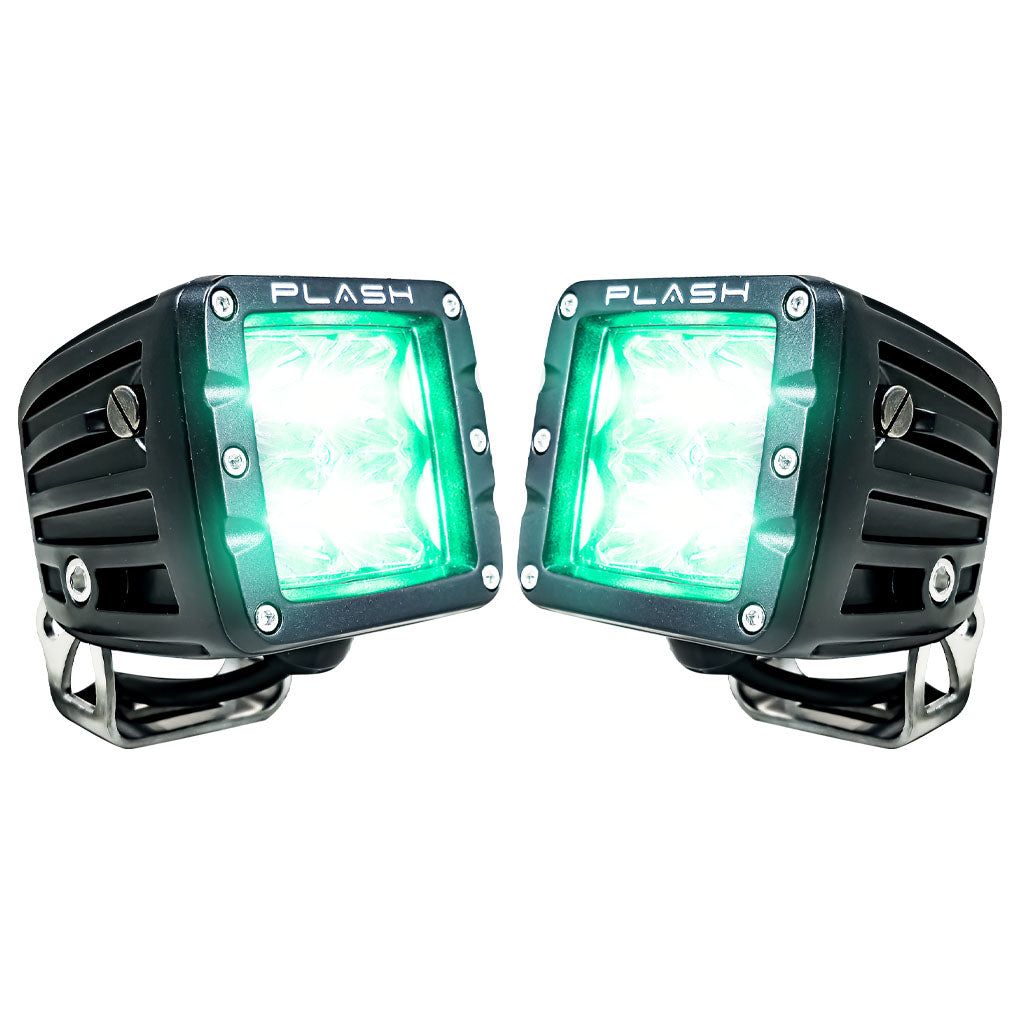12W GREEN Cube Light Kit Headlight Driving Spot Linear Flood Bright