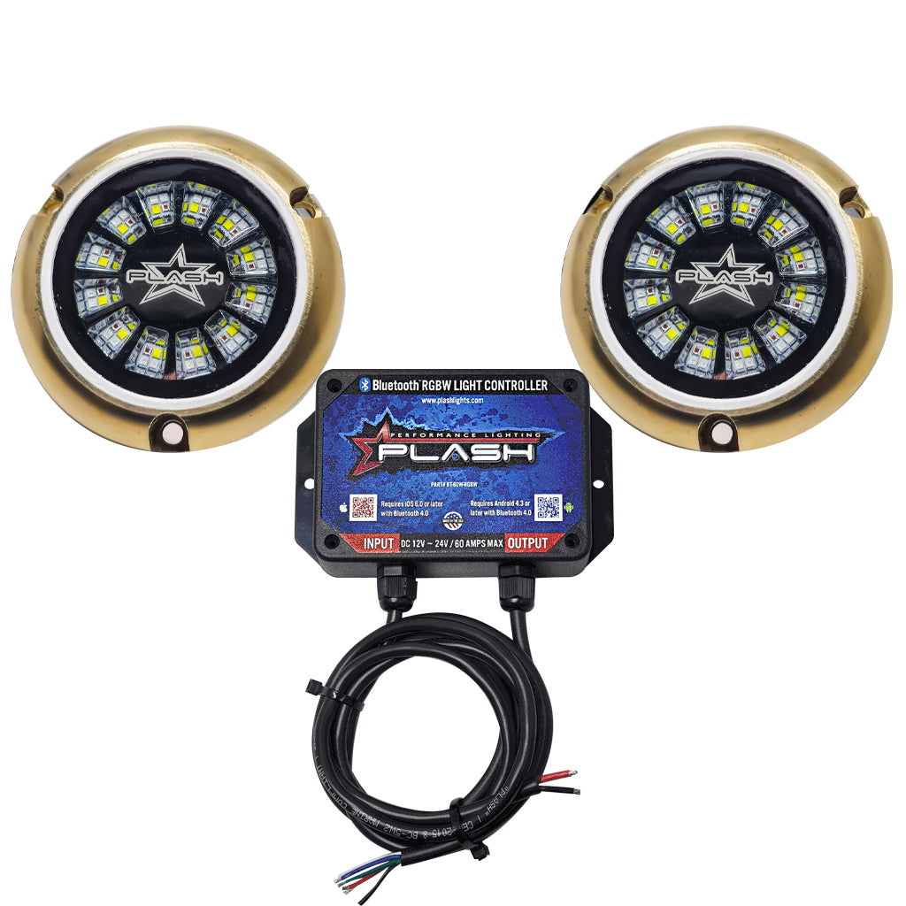 EPIK Underwater Transom Light- Brass Housing - RGBW- Kit With RGBW Controller