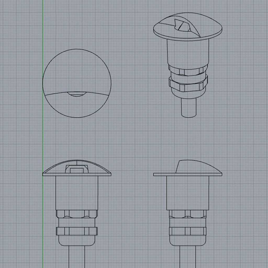 RGB Flush Mounted White Housing LED Step Light Boat down light waterproof PlashLights Dimesions Sketch