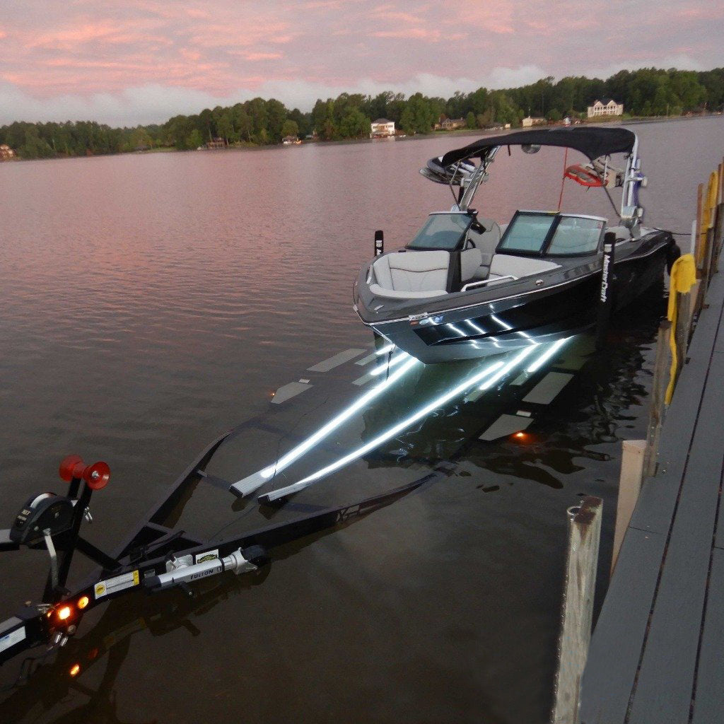 Lit Up Boat Trailer bunk Covers Plash waterproof LED strips underwater