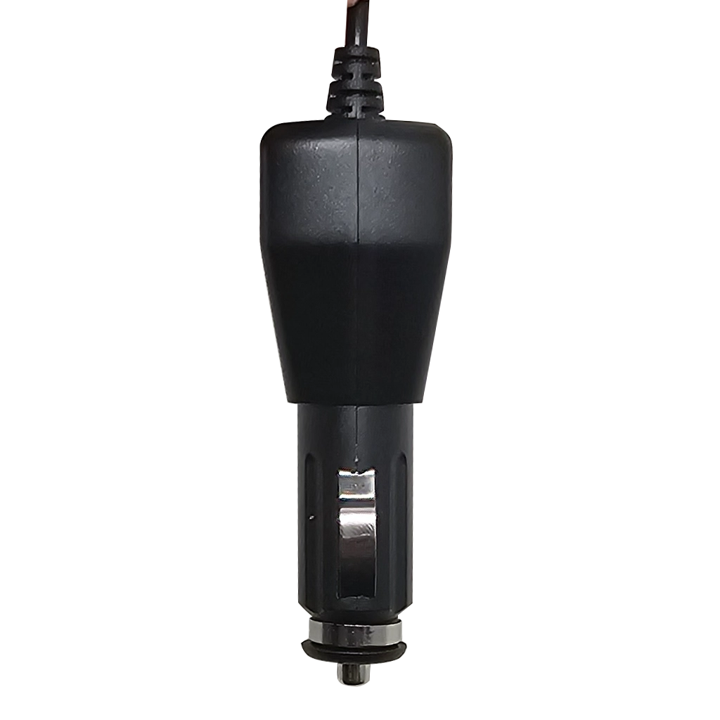 Black Cigarette port charger on white background for Plash Junior Handheld LED spotlight