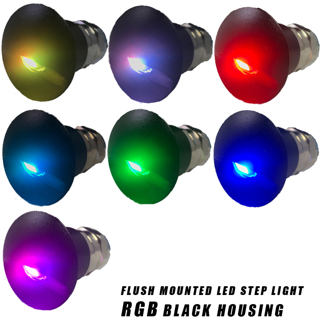 Flush Mounted Black Housing LED Step Light Boat Down Light RGB Waterproof