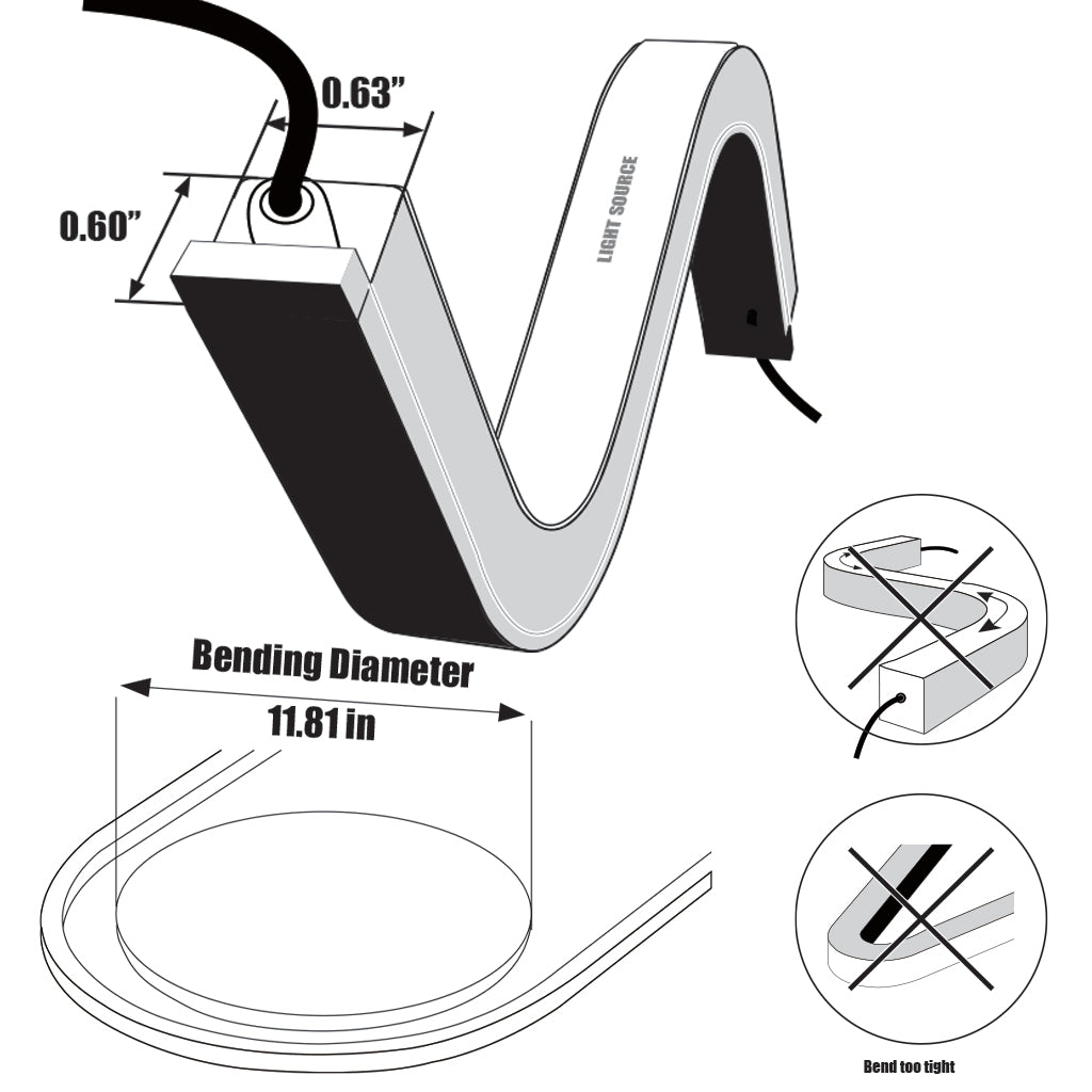Mega Neon Flex Dimensions Diagram