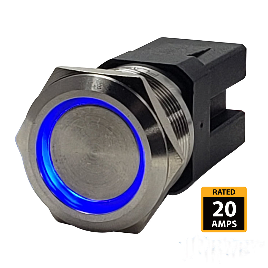 Stainless-Steel-Marine-Push-Button-20A-Rated-Blue-LED-Latching