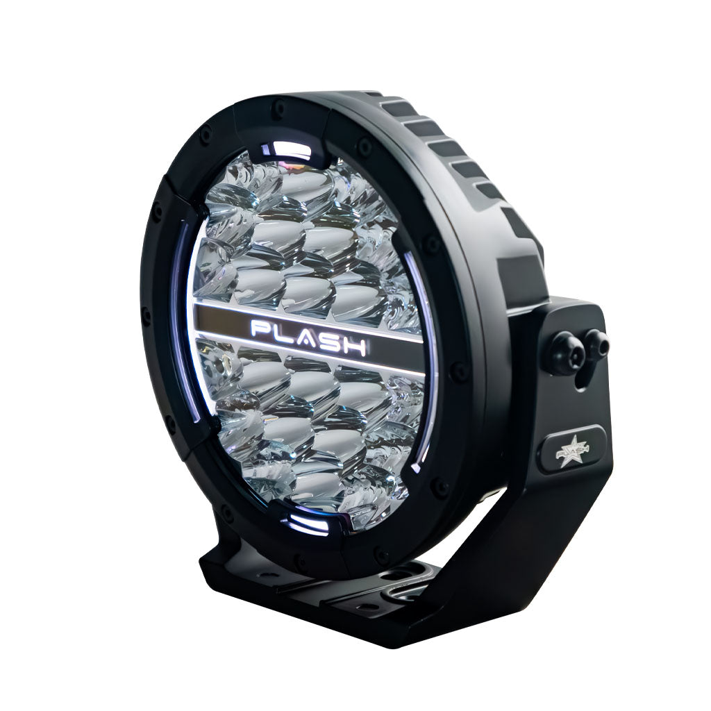 Plash Pearl 2- 7" Round Search Light Combo Beam White DRL Side View
