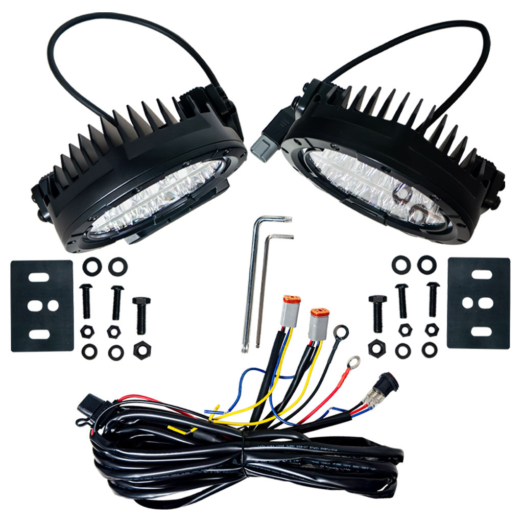 Plash Pearl 2- 7" Round Search Light Combo Beam Kit Parts