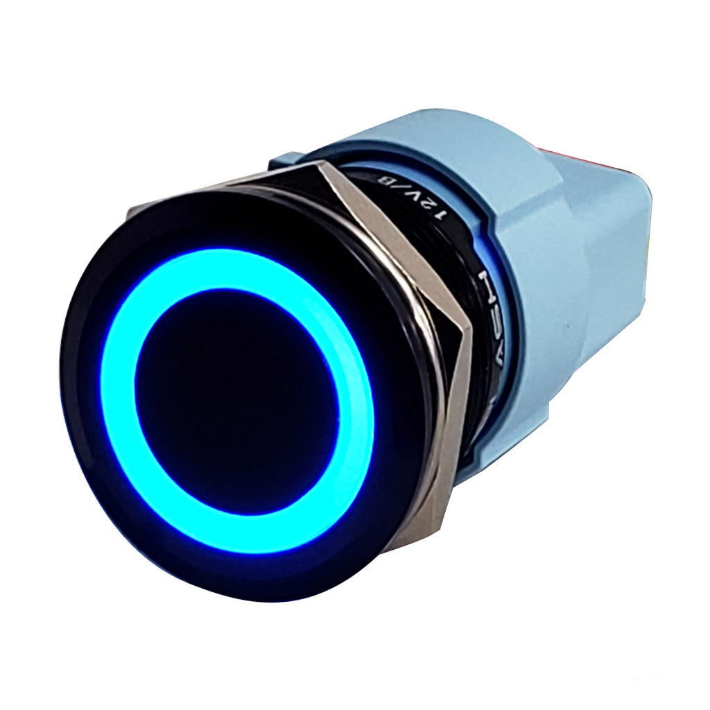 15A-Rated-Black-Annodized-Blue-LED-Latching-Momentary