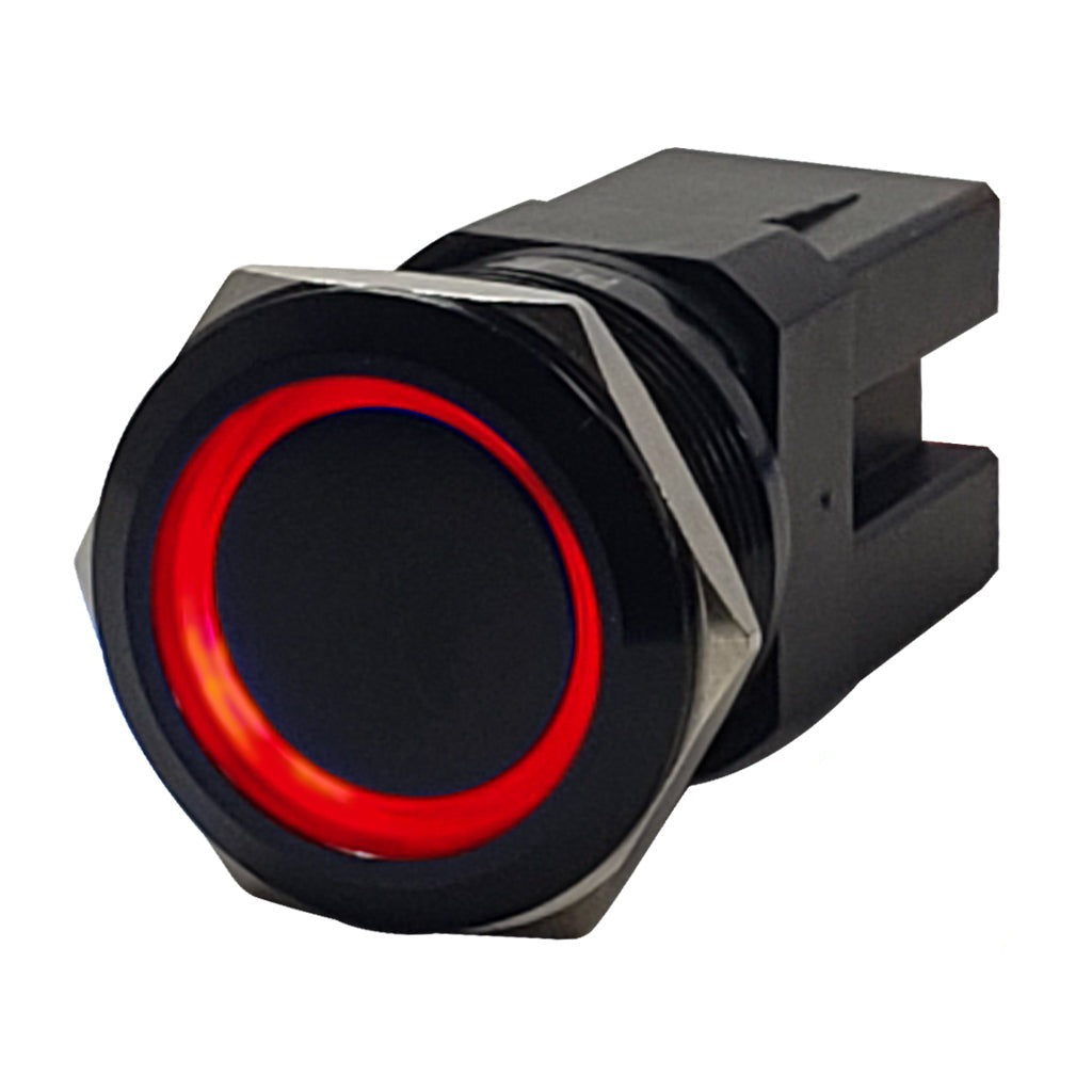 Black-Anodized-Marine-Push-Button-20A-Rated-Red-LED-Latching
