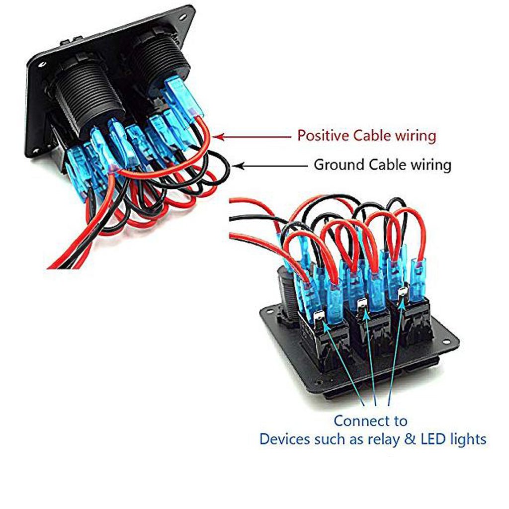 Three panel rocker switch panel waterproof, dustproof includes voltometer, dual usb charger