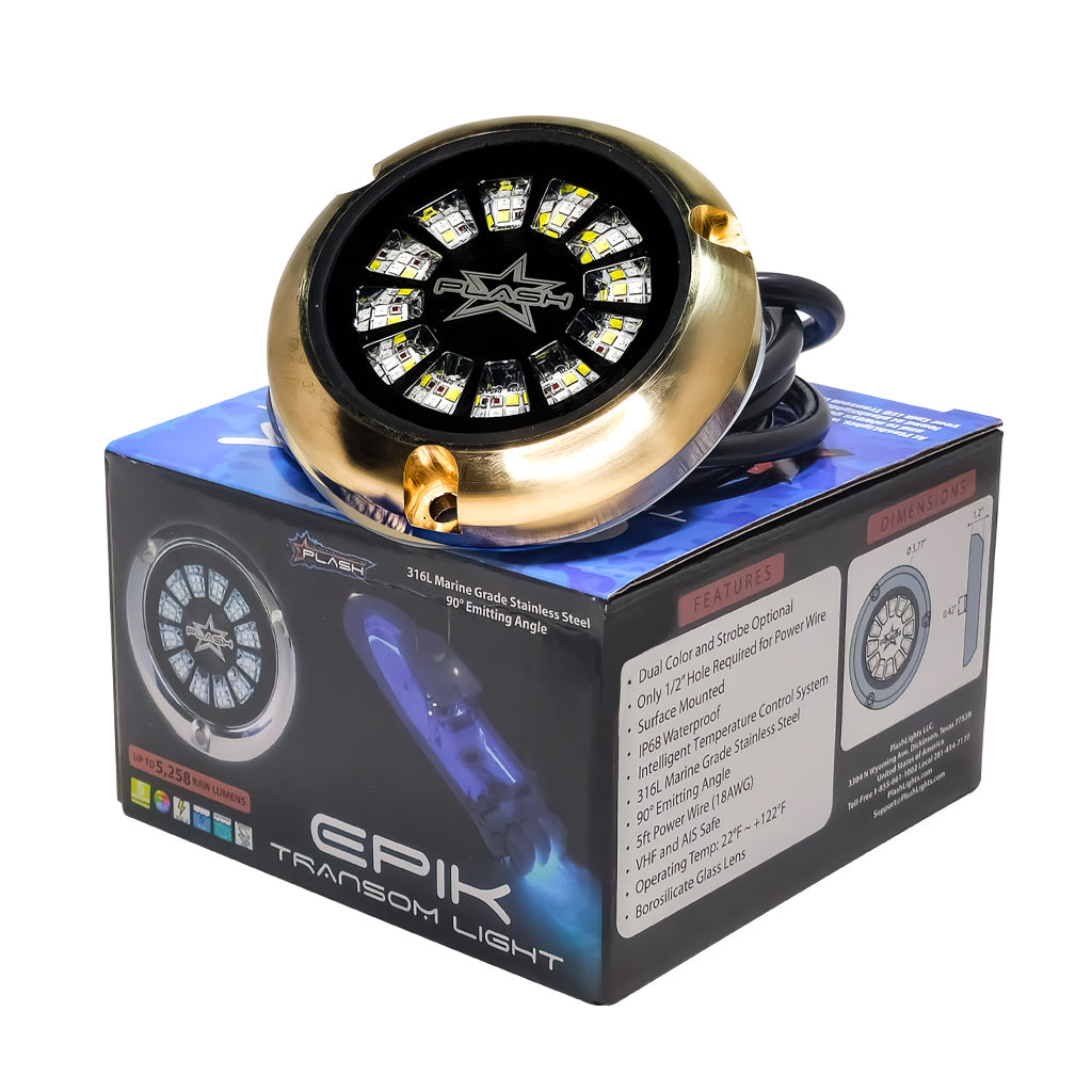 EPIK Underwater Transom Light- Brass Housing - RGBW- Single