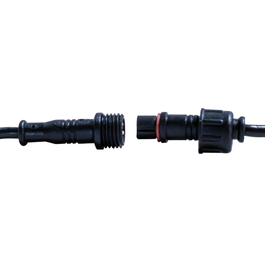 Detailed view of waterproof connector for Threaded marine LED step light on white background