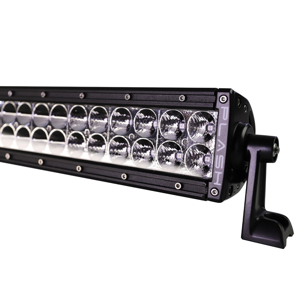 A 'Plash" branded IR-Series LED Light Bar with infrared LEDs encased in a black metal housing with mounting brackets. On white background