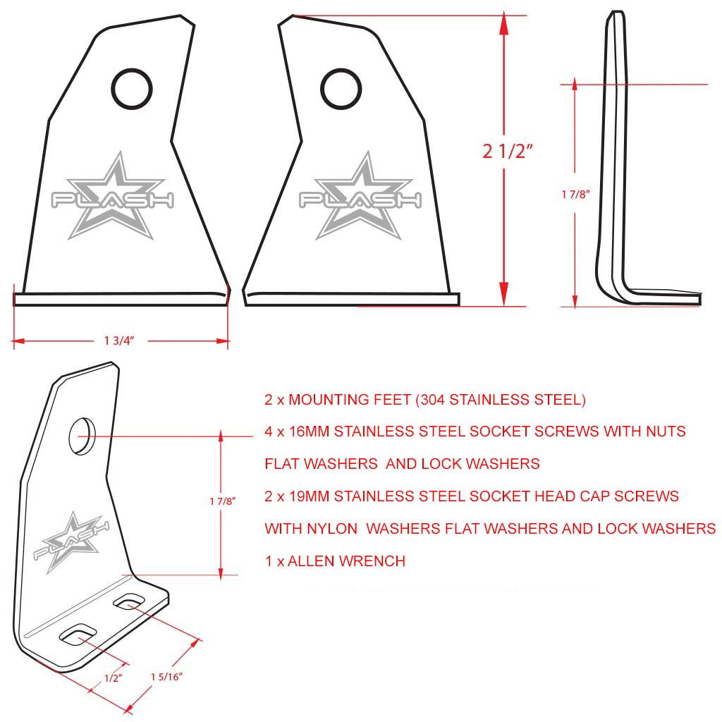 Stainless Steel Mounting Feet Dimensional Diagram