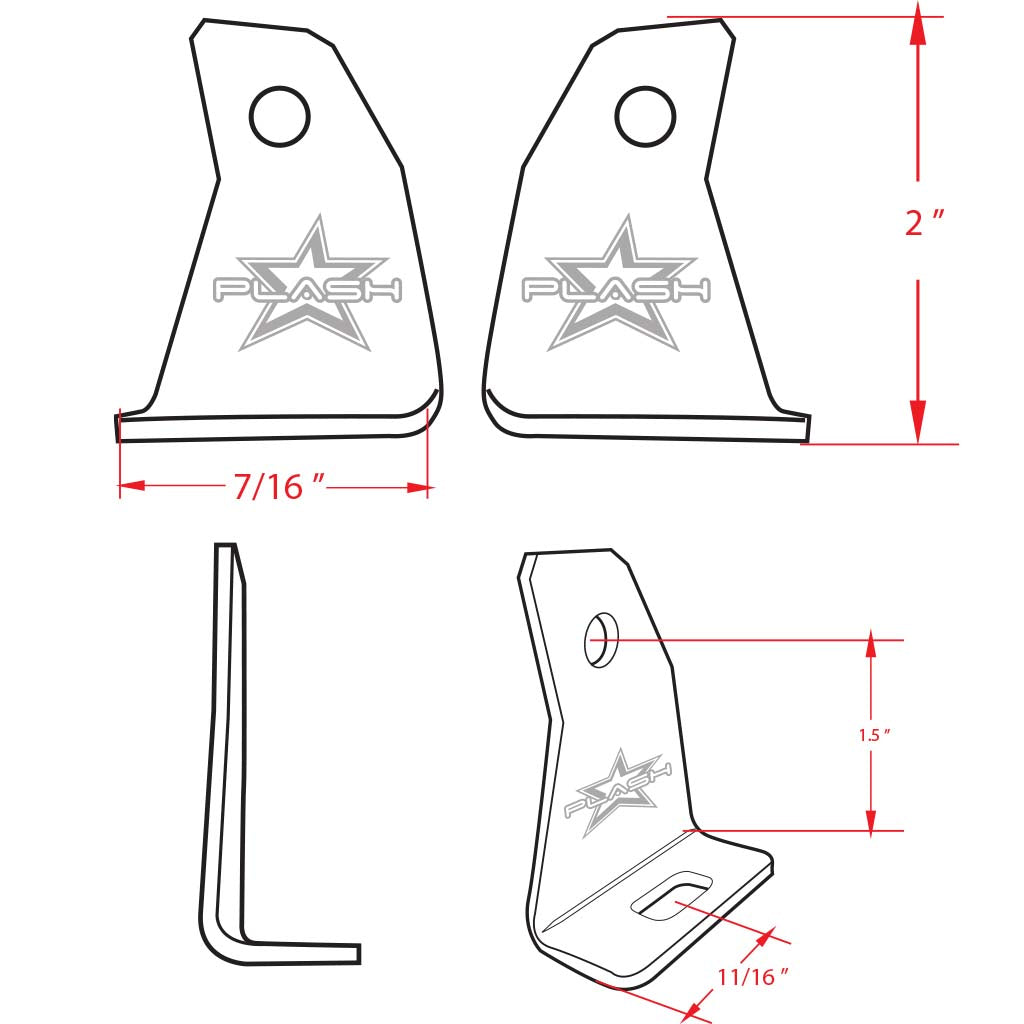 Plash Stainless Steel Mounting Feet SRX2 Dimensional Diagram