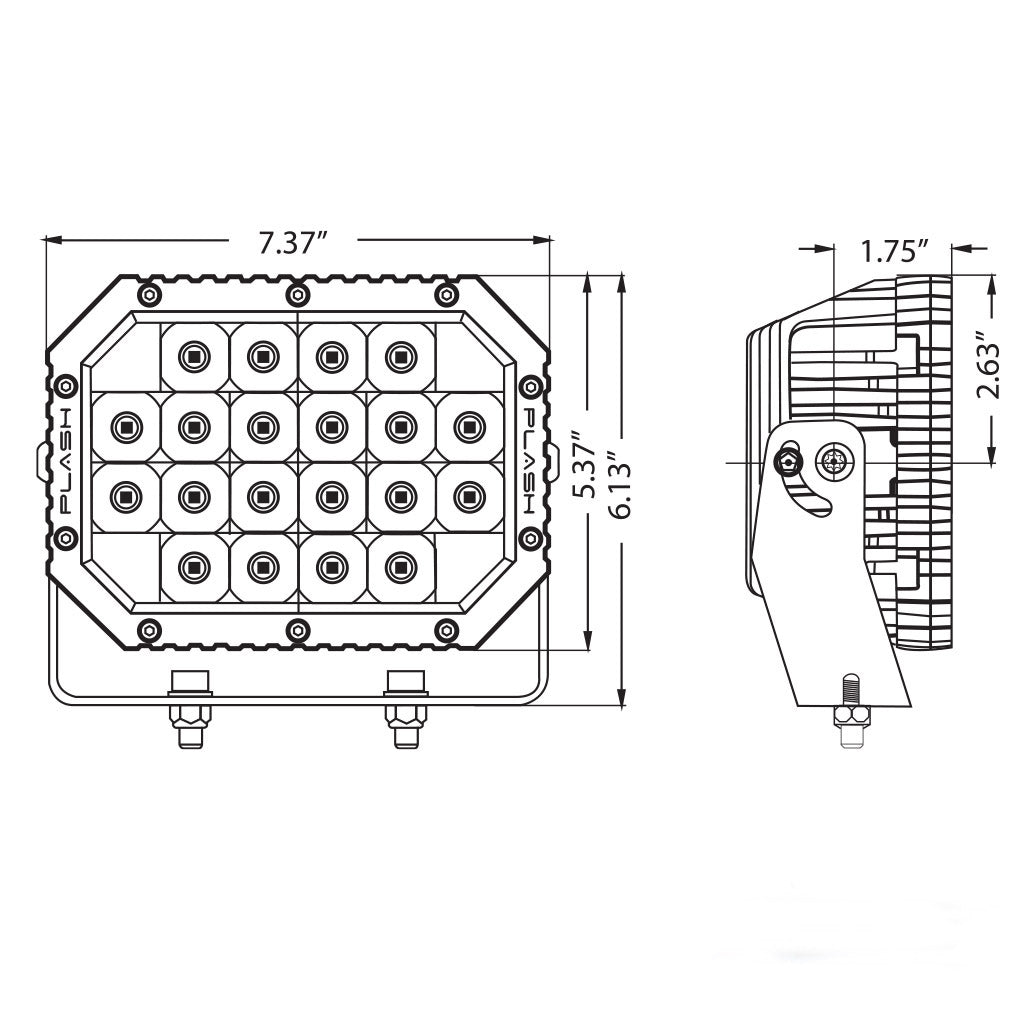 Quad LED Search Light PlashLights Marine Rated Work Boat Dimensions