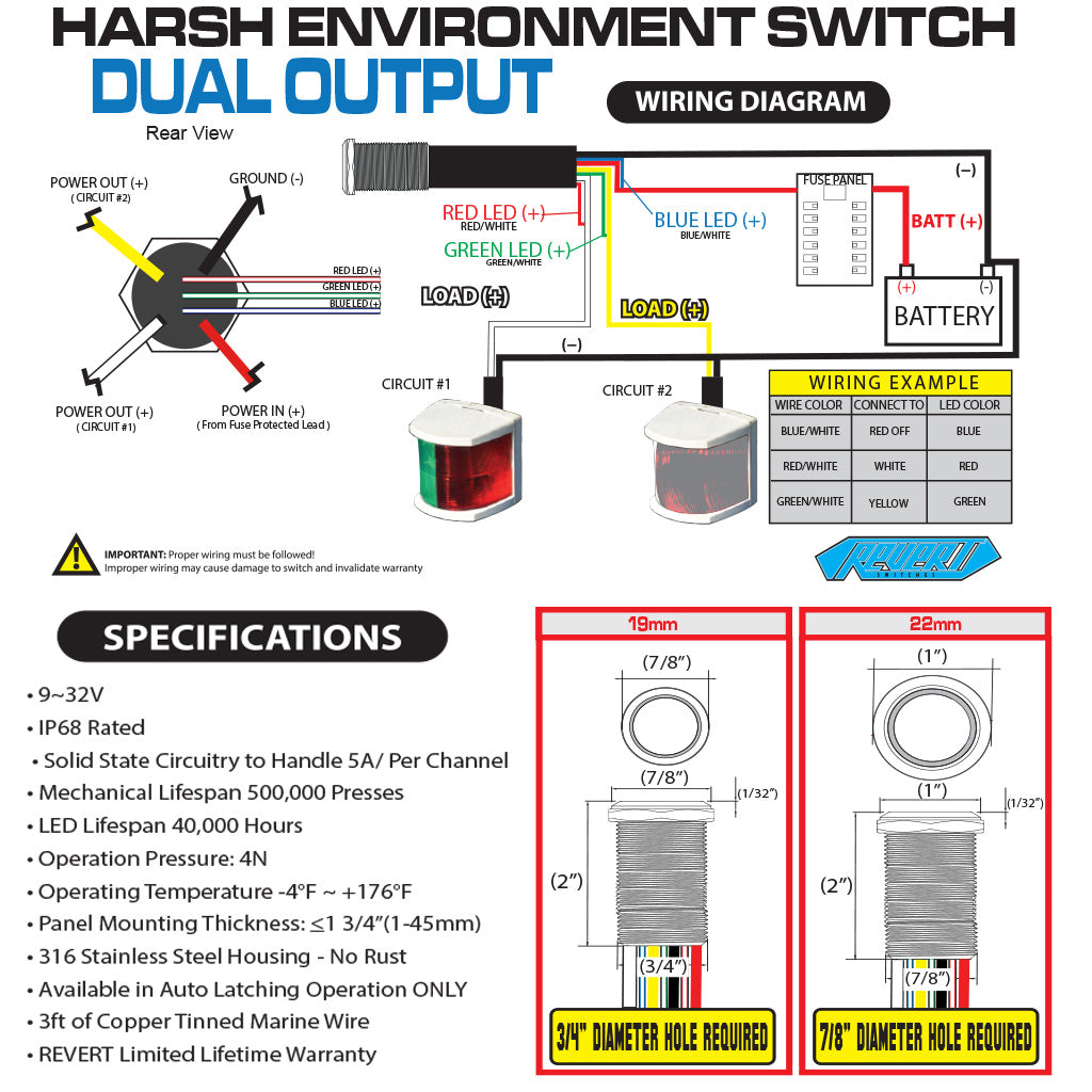 Harsh Environment Dual Output Marine Switches Wiring Diagram