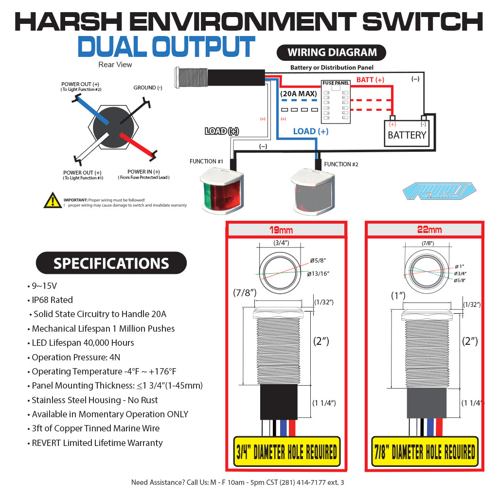 Harsh Environment Dual Output Marine Switches Wiring Diagram