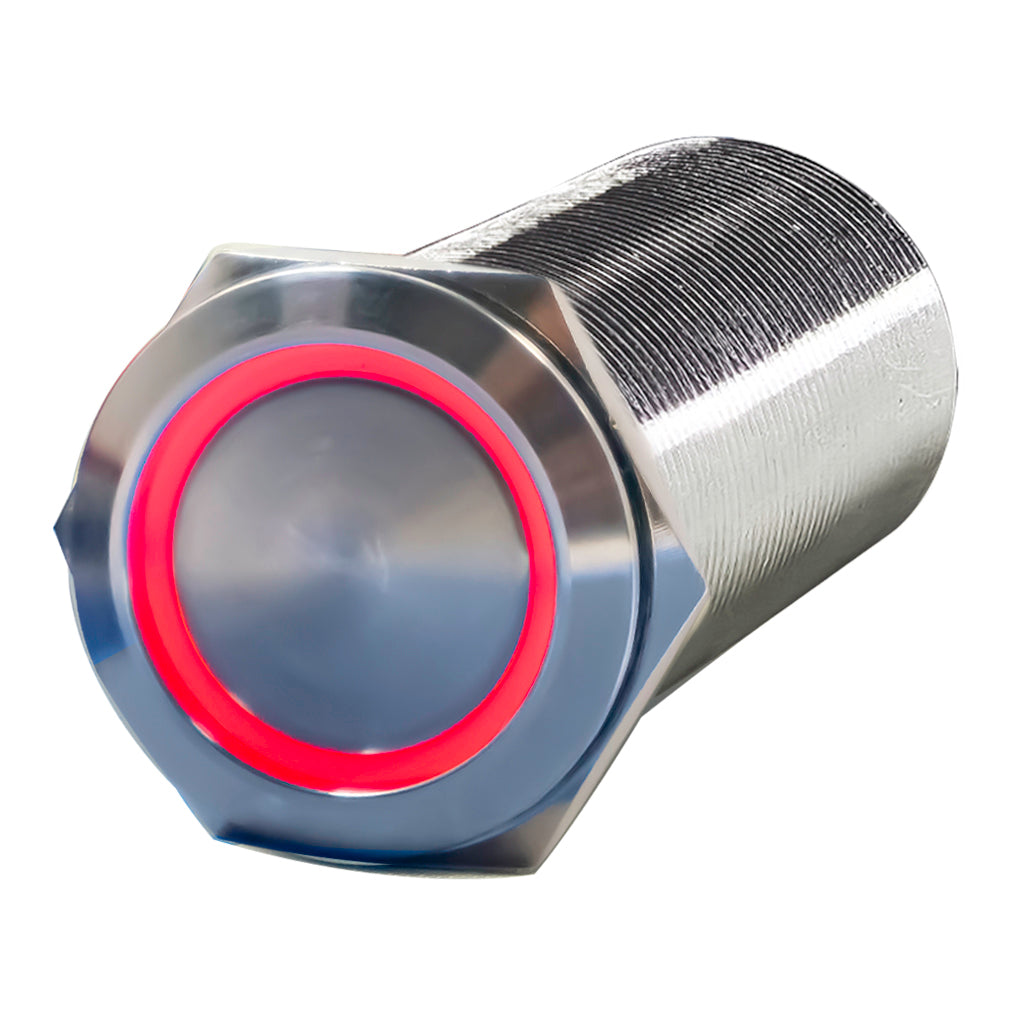22mm Stainless Steel Harsh Environment Marine Switches Red LED On