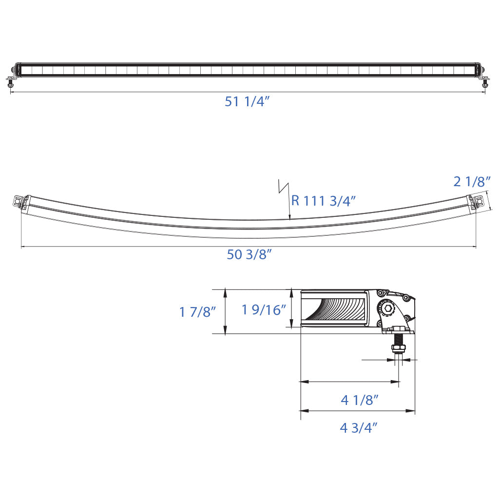 SRX2 50 Inch Curved Light Bar Dimensions