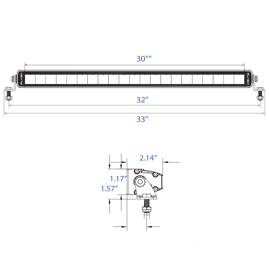 30" SRX2 Series Light Bar Dimensions