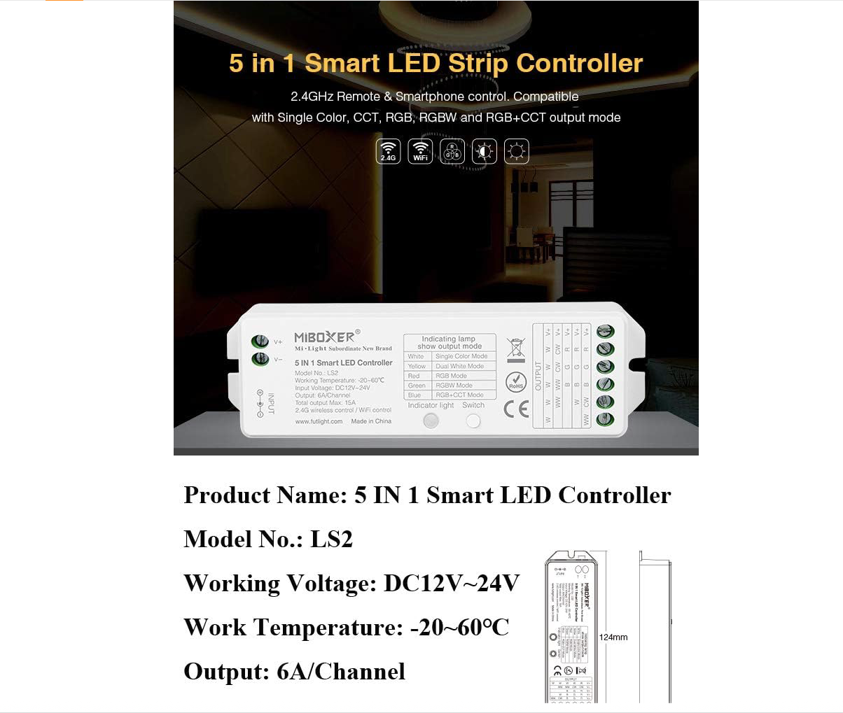 B8 MiBoxer 8-Zone RGB+CCT Wall Mounted Panel Controller