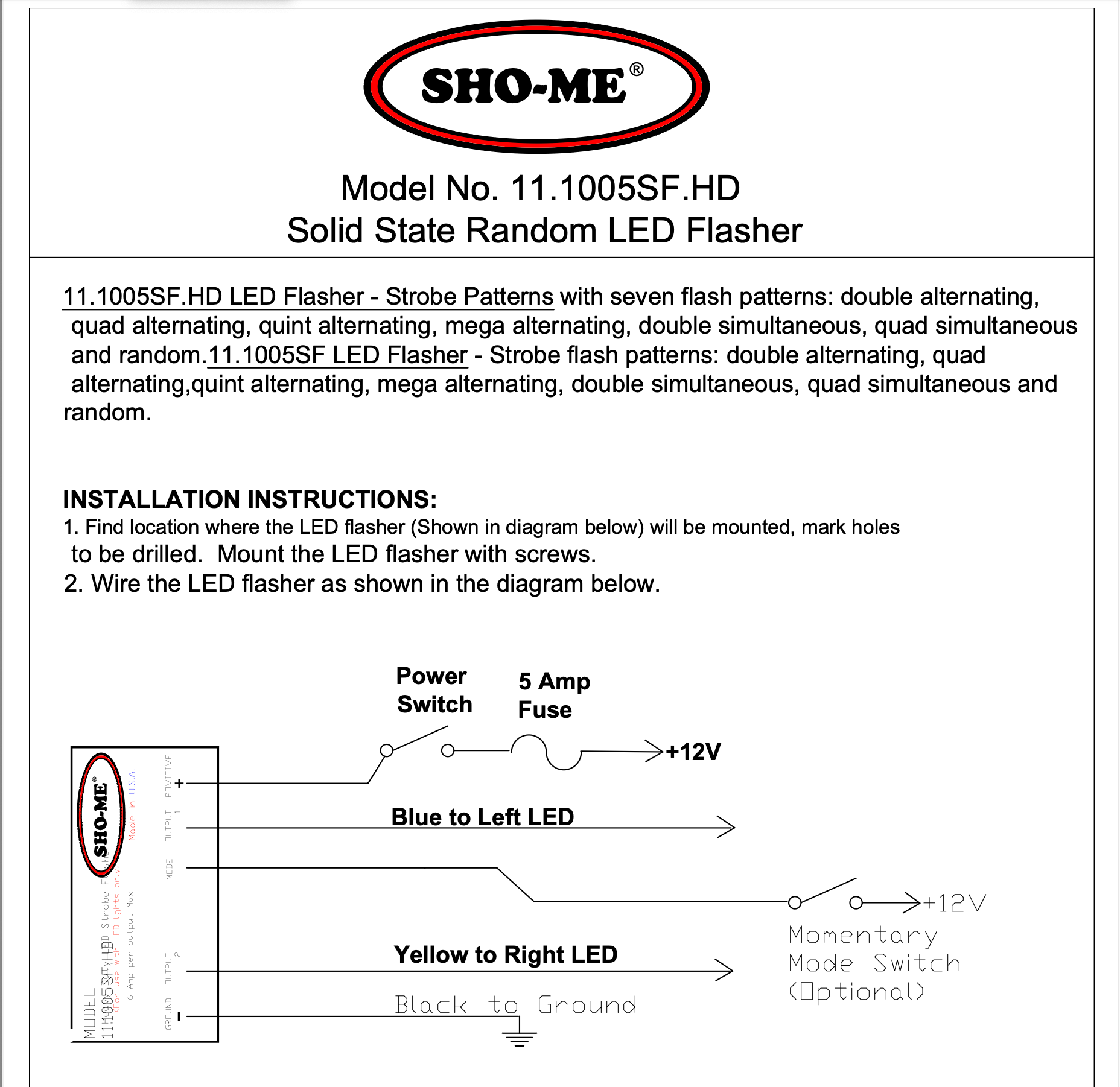 Heavy Duty Sho-Me LED Flasher