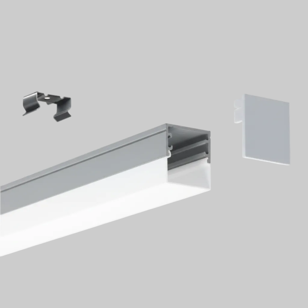 Aluminum Channel with exposed diffuser for laboratory and workbench LED Lights