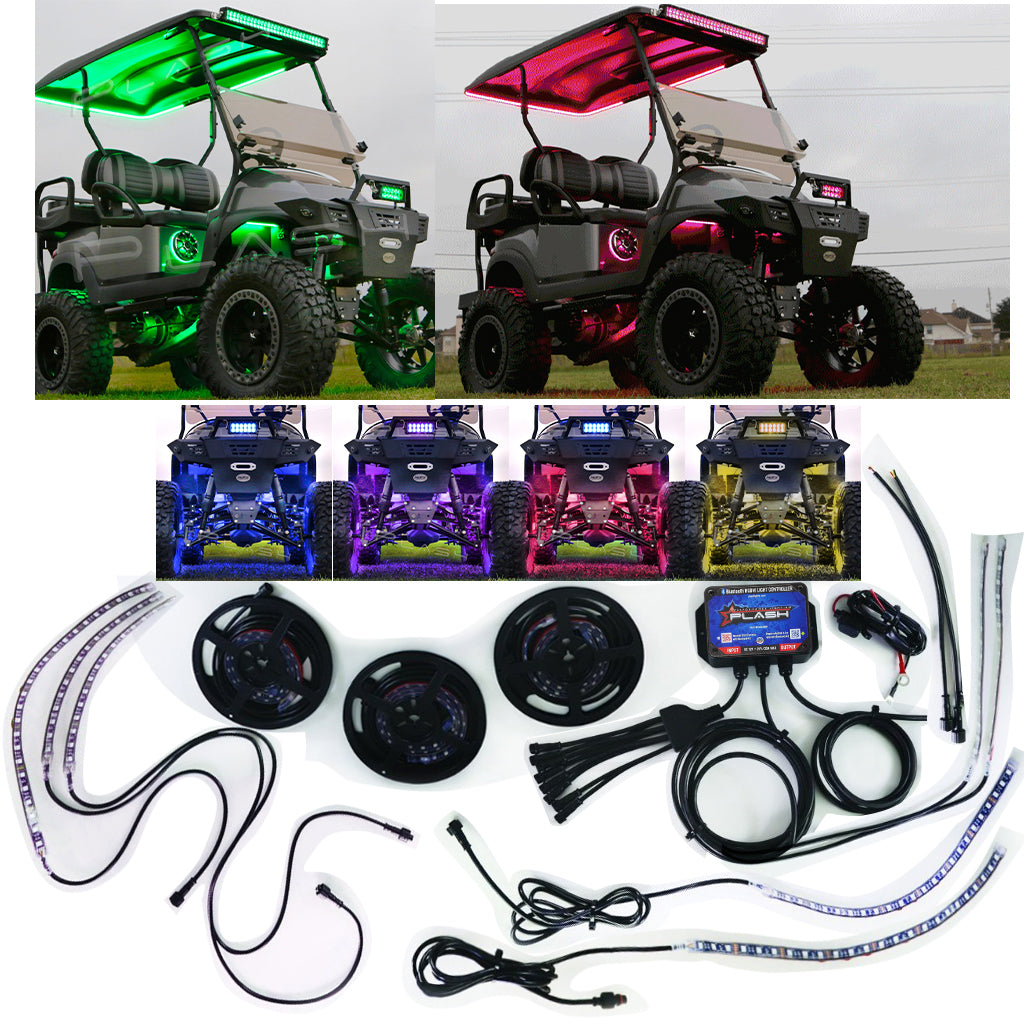 Golf Cart Under glow LED Lighting RGB Bluetooth app controlled brightest waterproof