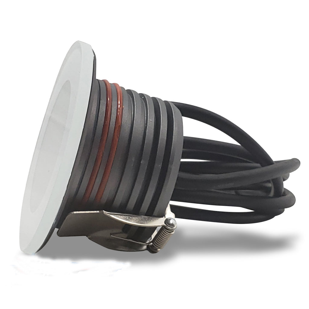 Frosted White Durable Lens Light. Surface Mounted. RGB LED Decklight. Plashlights. Side View