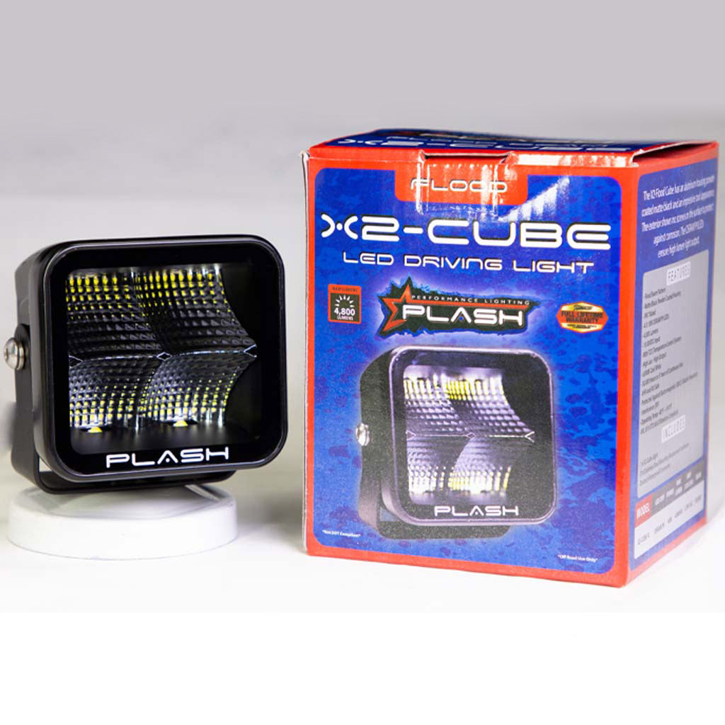 X2-Cube - FLOOD Black matte powder coated housing Extremely Bright Blacked Out Design Deautch Connector Plash Marine