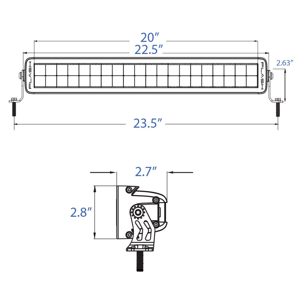 X2 Series Light Bar 20inch Dimensions