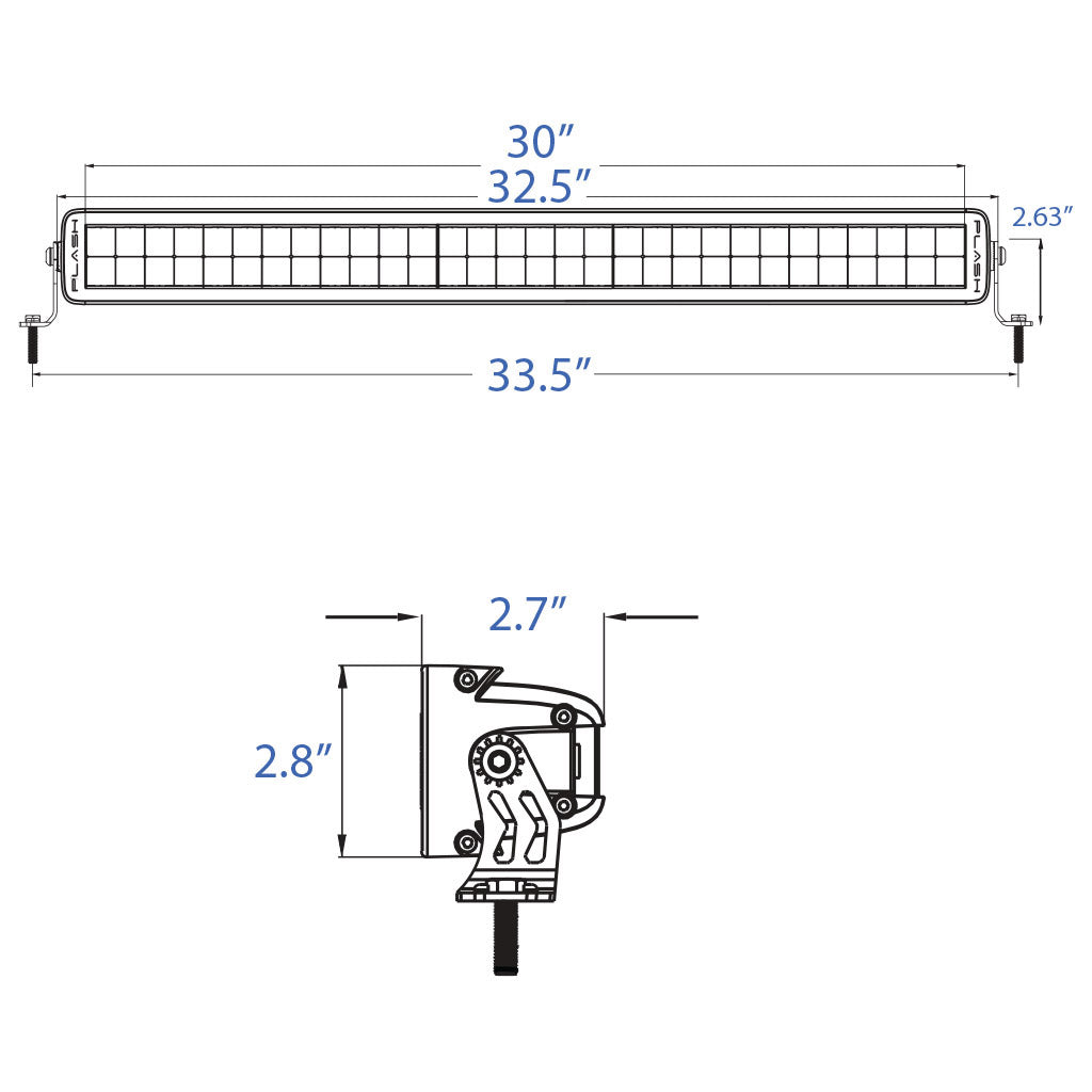 X2 Series Light Bar 30inch Dimensions