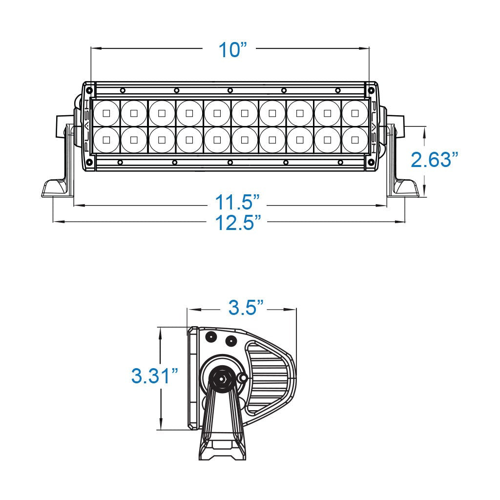 XX Series Light Bar 10INCH Dimensions