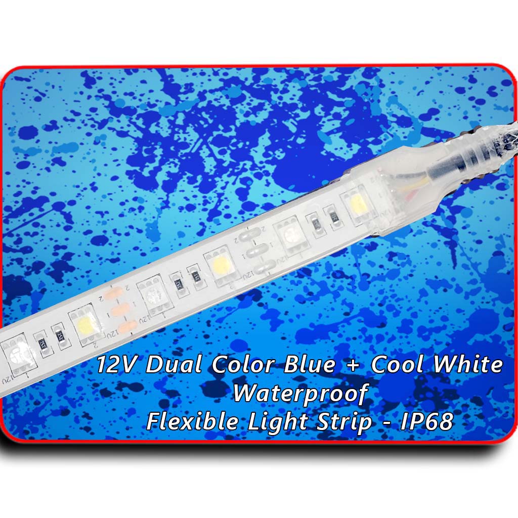 Two Color Flexible Strip Light IP68 Blue and White Boat Marine