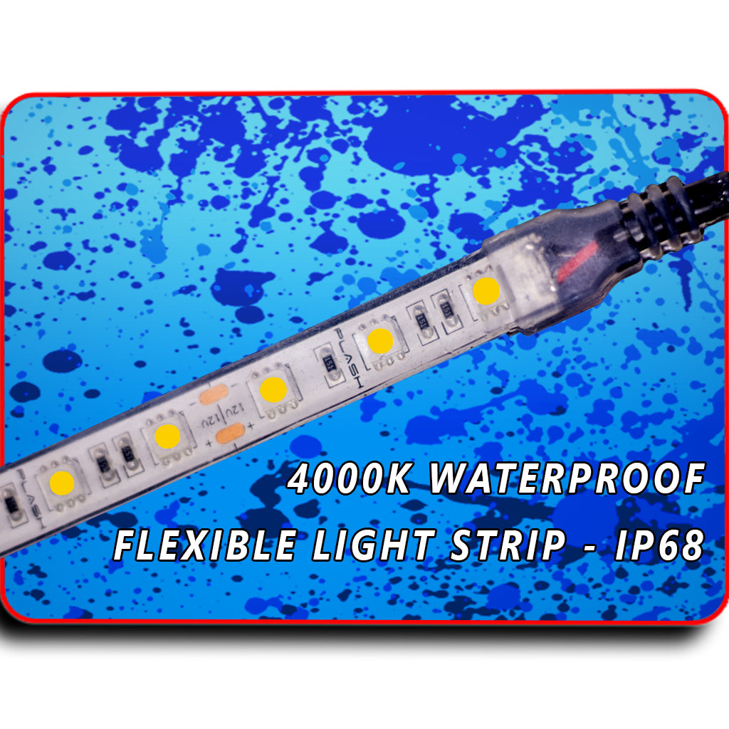 LED 4000K Strip Light for Boat Kayak Truck or Bar IP68 Marine Rated waterproof