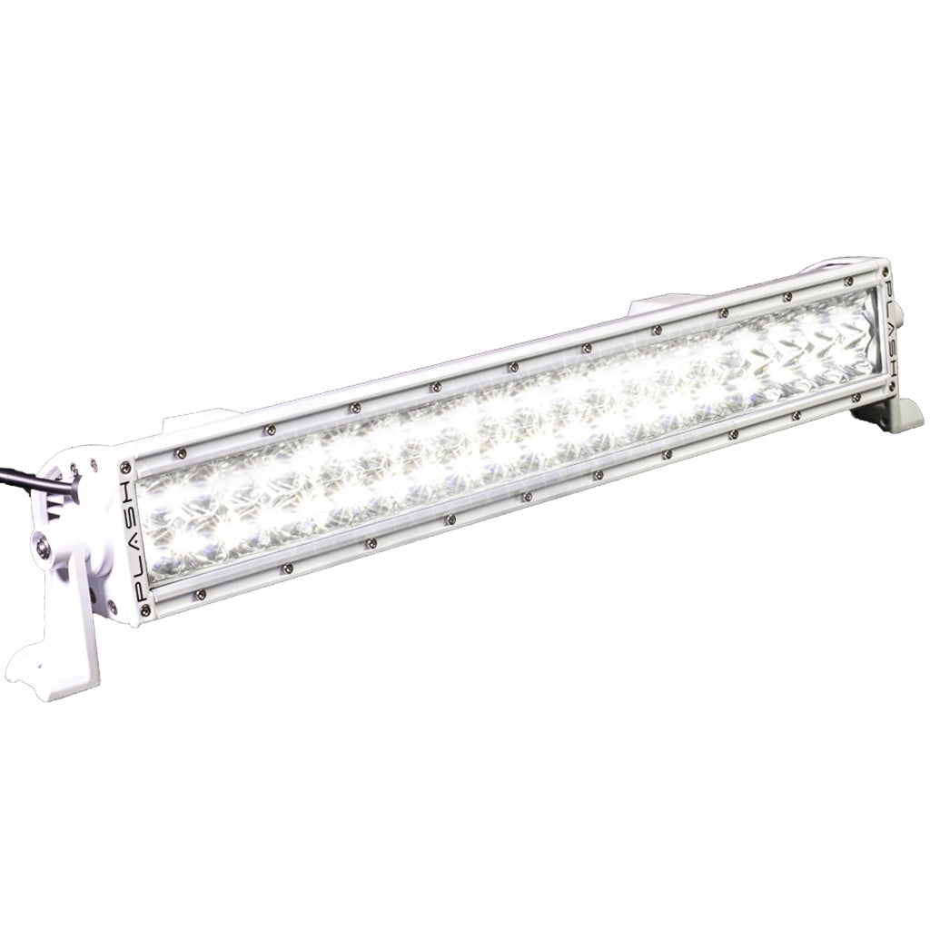 PLASHLIGHTS 16" White Marine LED Light Bar for Boat Grab Rail Best Beam Pattern Light On