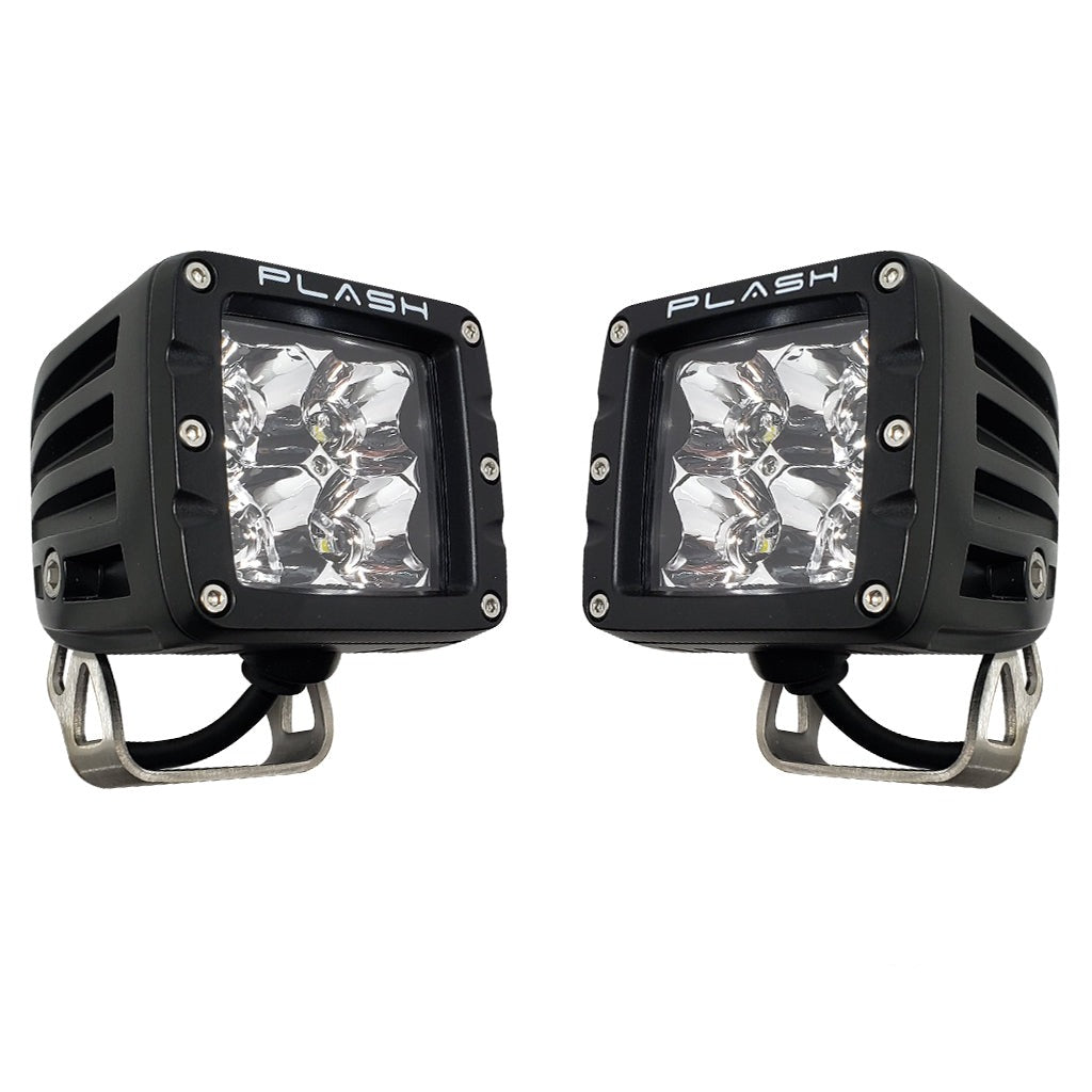 Pair of dependable work lights - extreme distance - spot - stainless steel - marine - quality led cubes