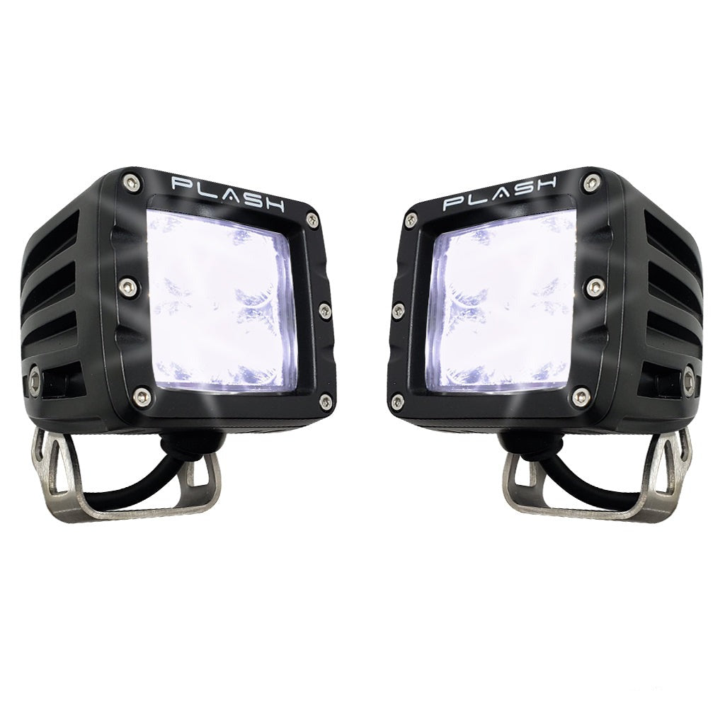 Pair of dependable work lights - extreme distance - spot - stainless steel - marine - quality led cubes