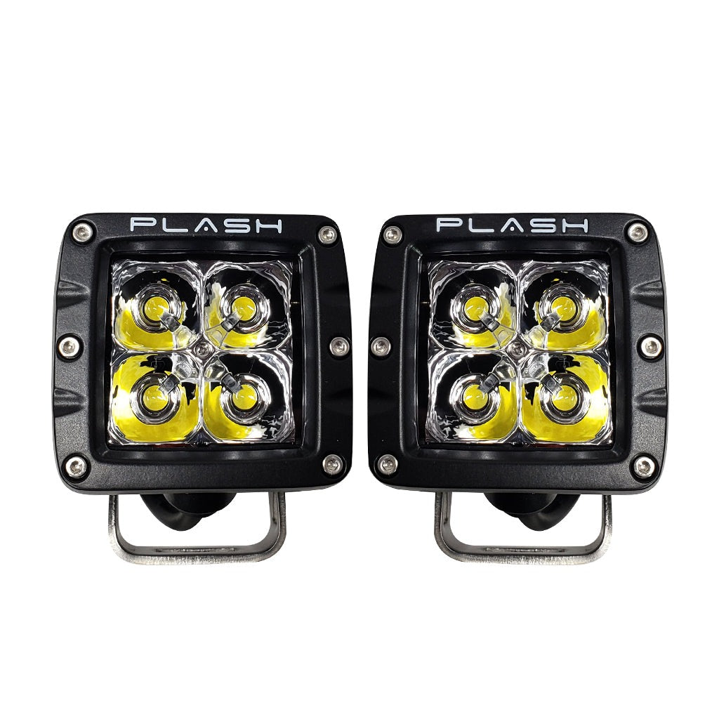 Pair of dependable work lights - extreme distance - spot - stainless steel - marine - quality led cubes