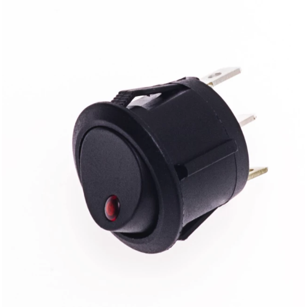 Round Rocker Switch - Illuminates Red