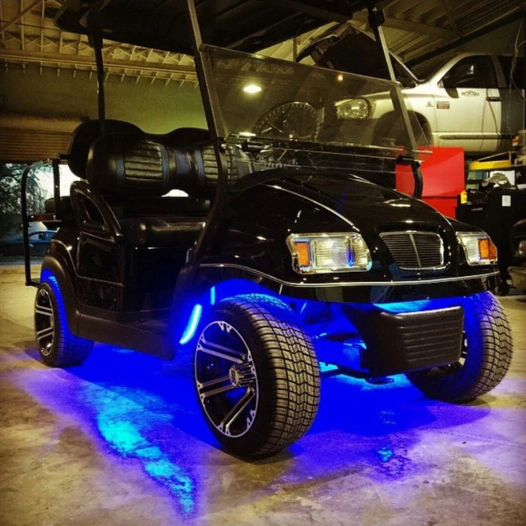 BLUE Rock Lights on Golf Cart Under Glow